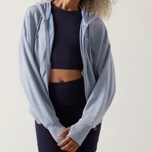 (NWT) ATHLETA Balance Hooded Sweatshirt In Heron Blue Heather, Small